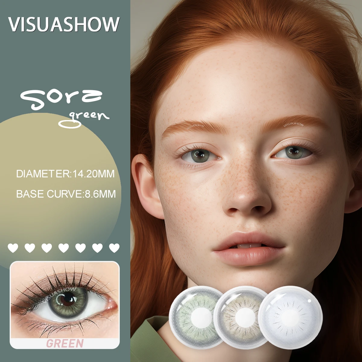 Цветные контактные линзы Visuashow Sora HEMA Ежегодные контактные линзы по рецепту с мощной красотой Контактные линзы натурального цвета