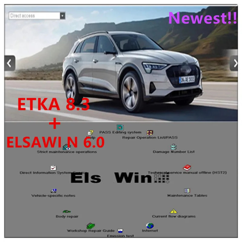 Лидер продаж 2023, ELSAWIN 6,0 с E T/ K, новейший для A-udi для фото, программное обеспечение для ремонта автомобилей, Каталог электронных запчастей