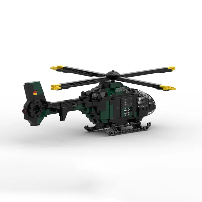 Фото Модель воздушного истребителя Moc, строительные блоки, еврокоптер EC135 T1/H135, модель, технология, кирпичи, сделай сам, сборка, праздничные игрушки, набор, подарки №3