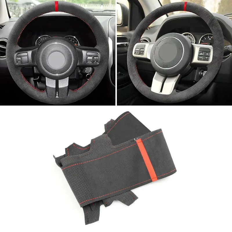 Для Jeep Wrangler Patriot 2011-2017 Grand Cherokee Compass Liberty 2011 2012, внутренняя отделка рулевого колеса автомобиля, замшевая кожаная накладка