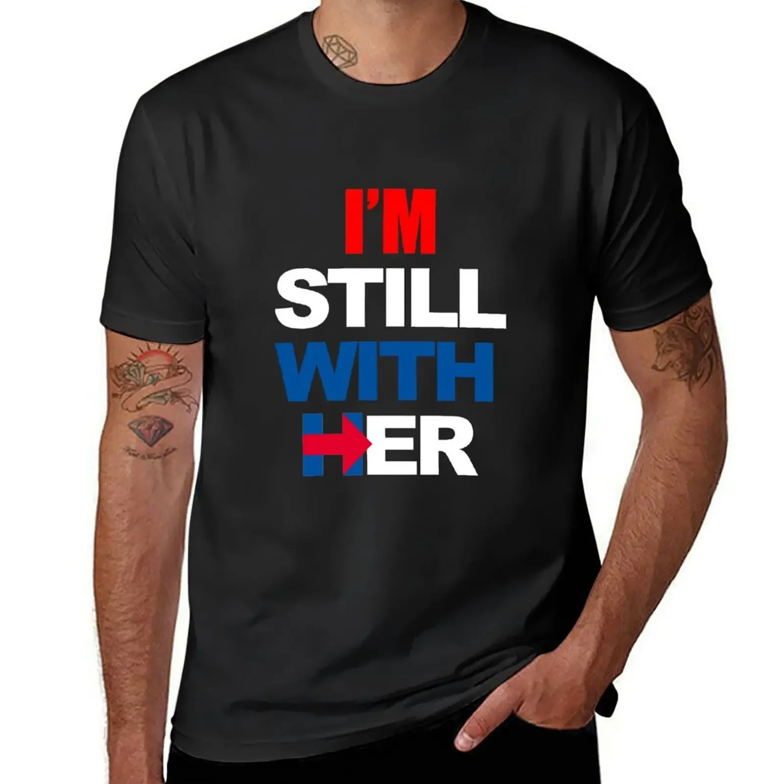 Футболка с надписью «I'm With Her Hillary», с принтом животных
