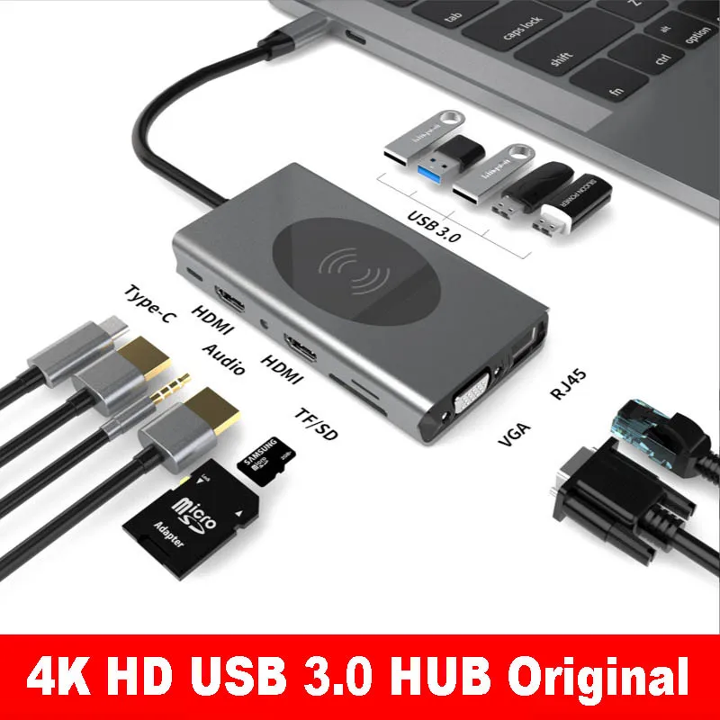 Док-станция Usb 3,0 для Xiaomi, Lenovo, Macbook, несколько портов