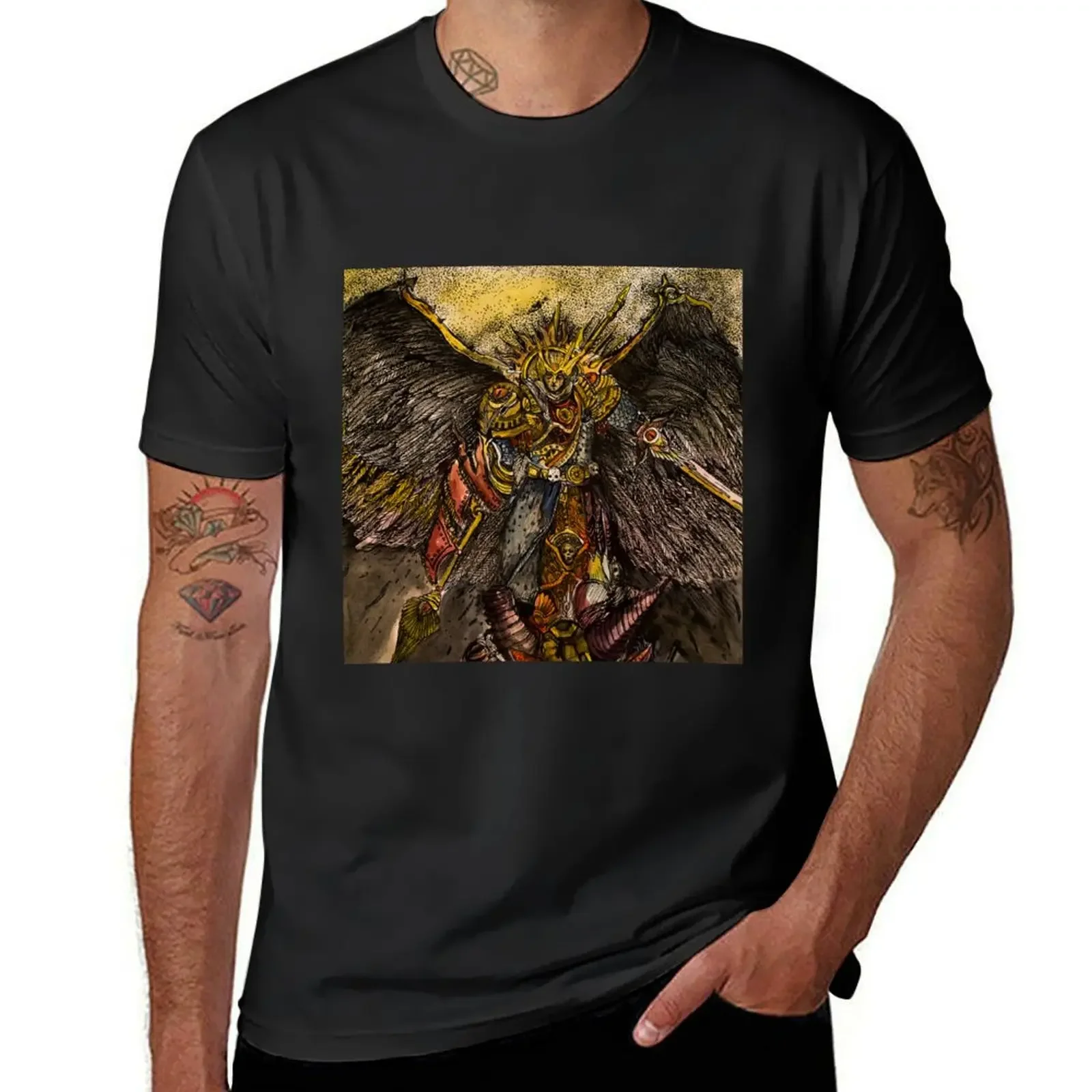 Футболка Sanguinius, роскошная одежда, большие размеры, футболка, мужские рубашки с рисунком