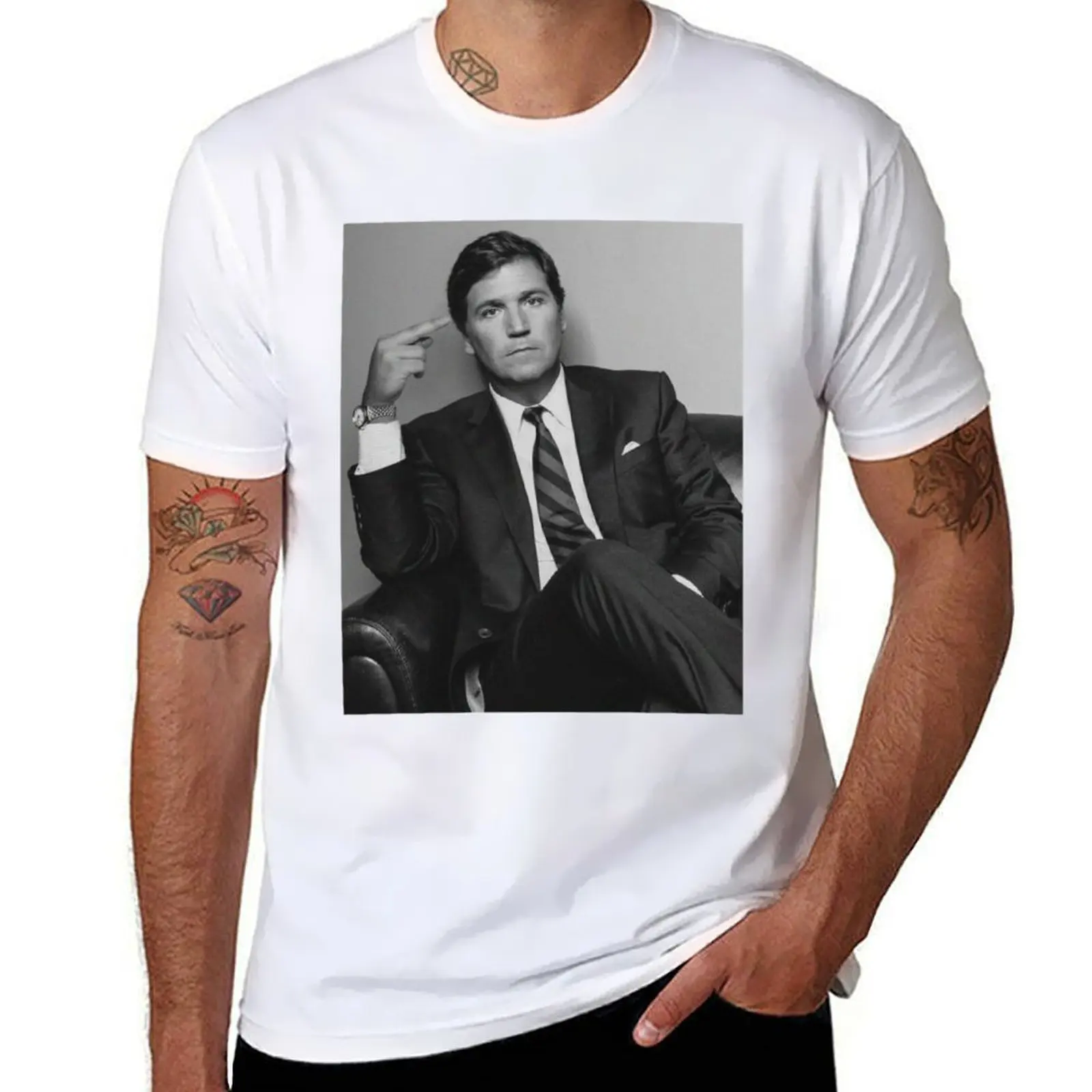 Классическая футболка Tucker Carlson Middle Finger, мужская дизайнерская футболка, футболка с индивидуальным принтом