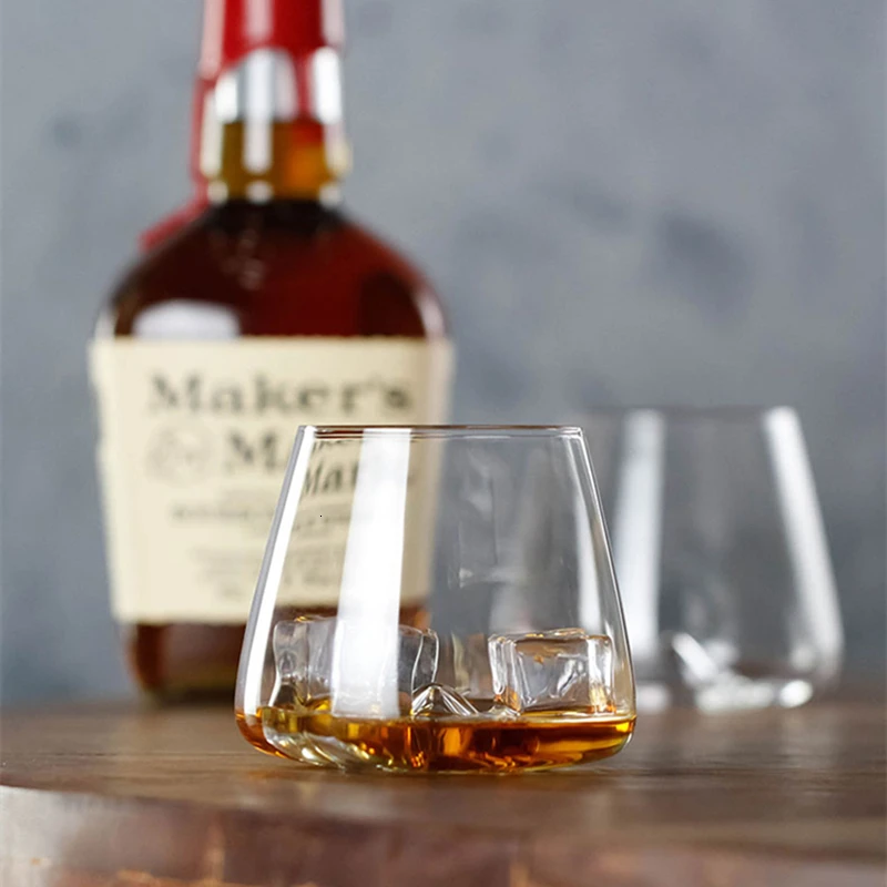 Whiseddy Crystal Scotch Glass Whisky Rocks Glasses Tumbler Eddy Bottom Swirl Дизайнерская чашка для вина для бара Verre Glass для виски Кухня, столовая и бар