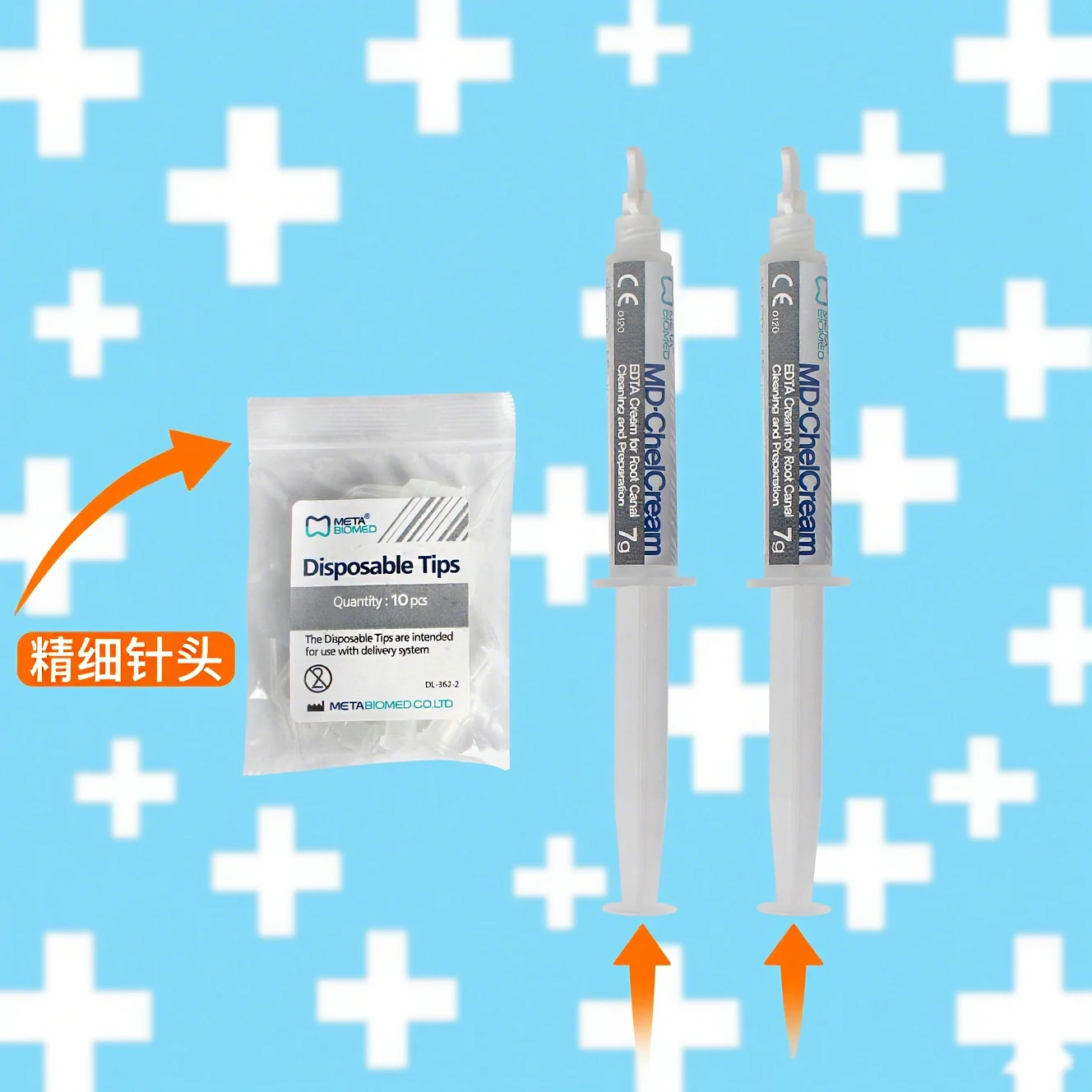 Фото Корейская паста для чистки корневых каналов META MD-Chlcream 19% EDTA, 2 тюбика в коробке, стоматологическая профессиональная паста для чистки зубов №2