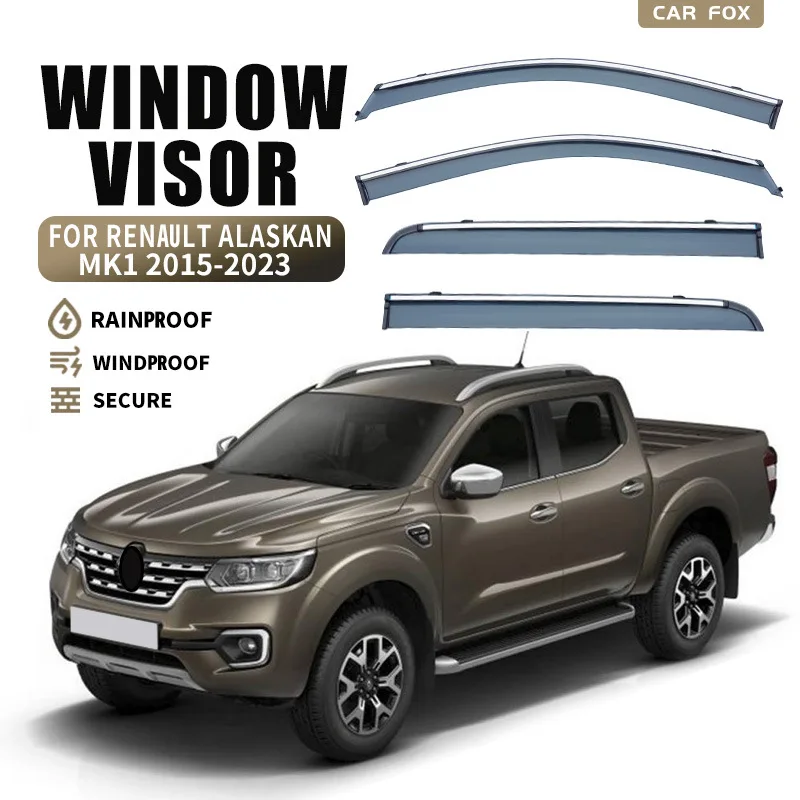 Подходит для 2015-2023 RENAULT Alaskan, оконный козырек, автомобильный солнцезащитный козырек от дождя, дефлектор ветрового козырька, молдинг, отделка