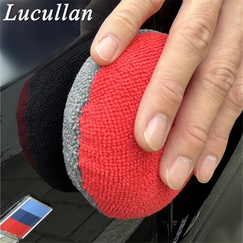 Эргономичная губка для керамического покрытия Lucullan, аппликатор «без замачивания» из микрофибры, 4 дюйма, с пластиковым барьером внутри