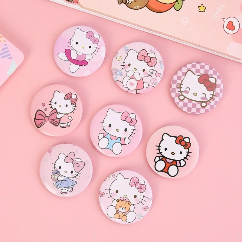 Фото 5 шт./компл., новый значок на груди «Hello Kitty», кавайная мультяшная фигурка, брошь, милая милая Kt Cat, украшение для одежды, детская игрушка для девочек, подарок №4