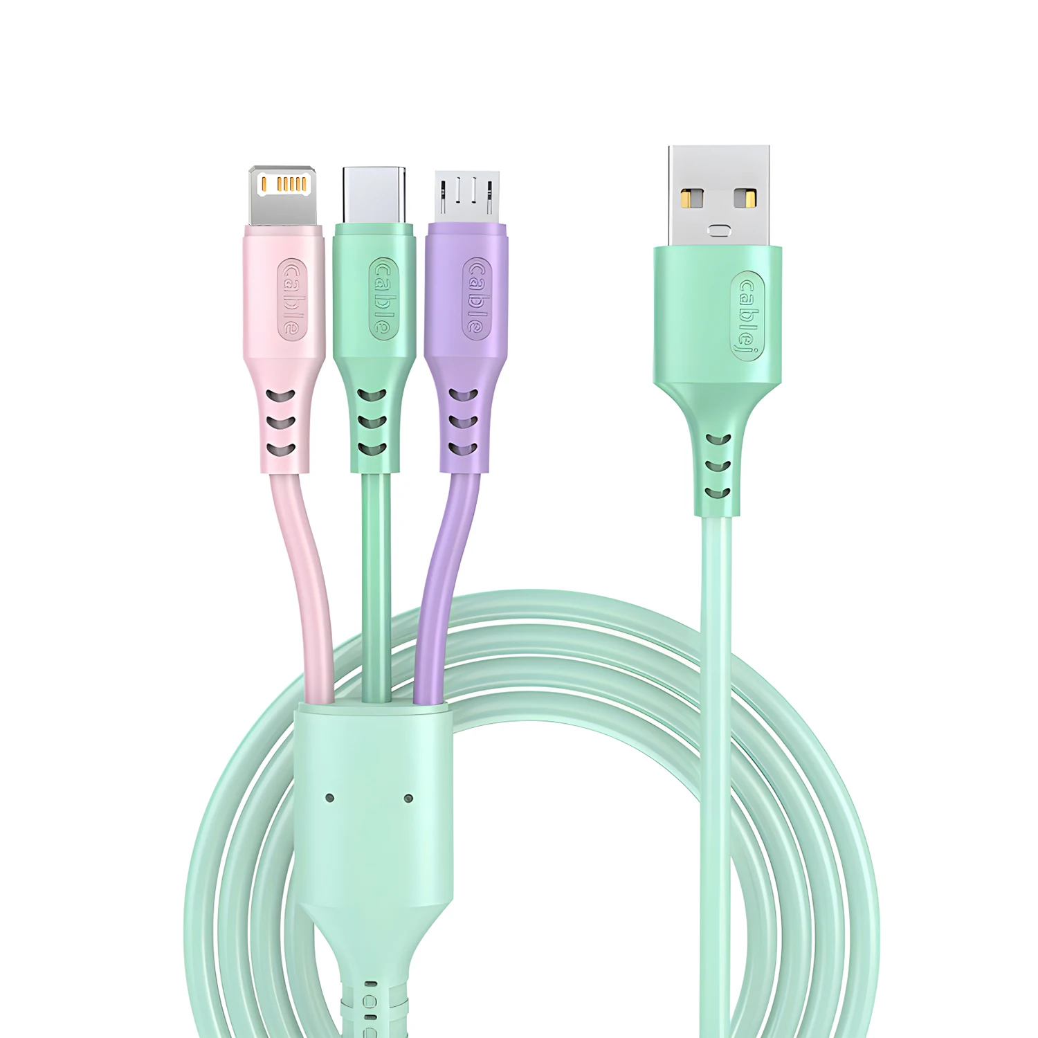 USB-кабель Для Быстрой Зарядки 3-в-1, 5А, Силиконовый Гель, Универсальный Шнур Для Синхронизации Данных Для iPhone, Samsung