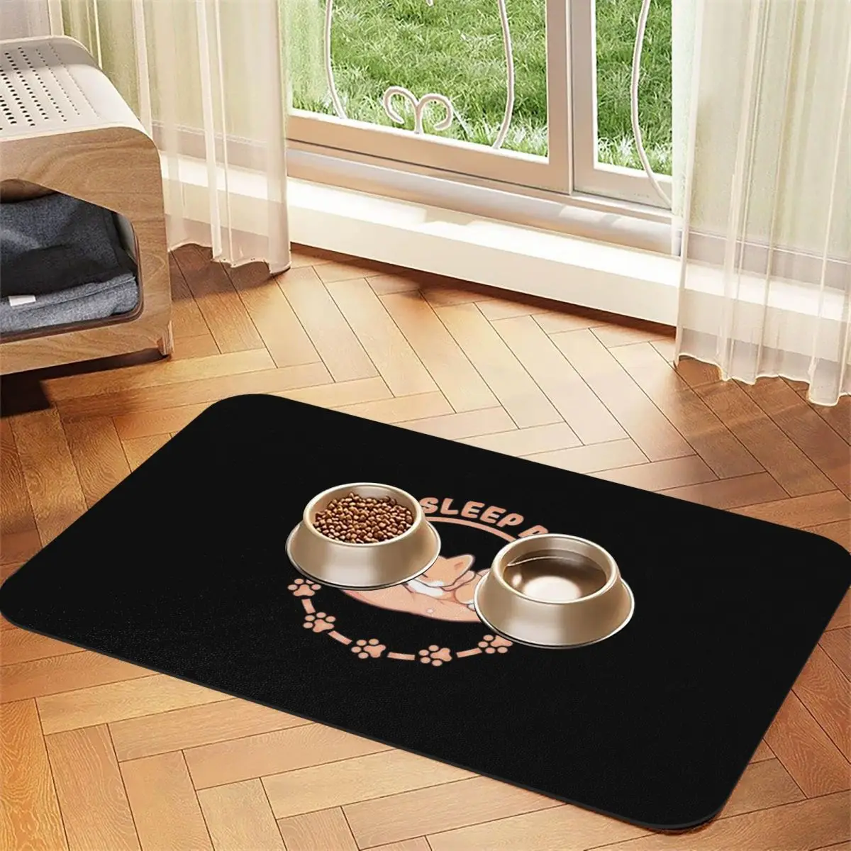 Poop Sleep Eat Repeat Dog CAT THINGS FOR CATS Кожаный впитывающий нескользящий коврик для домашних животных