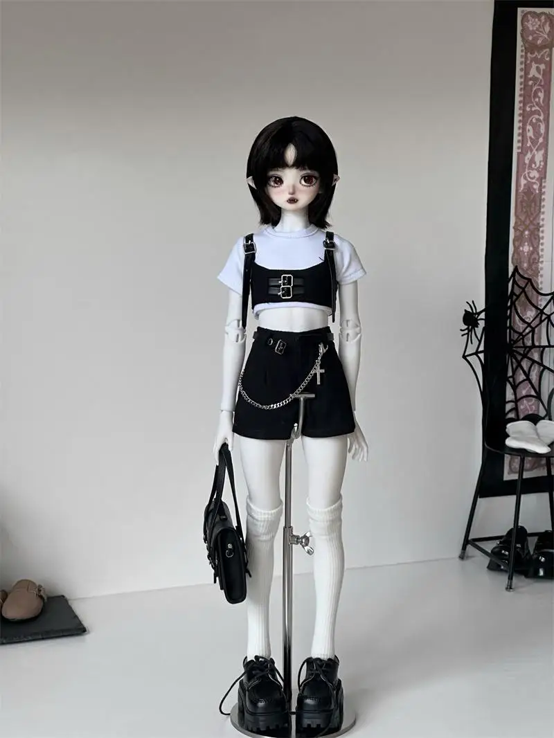 D09-P345 детская игрушка ручной работы 14 msd bjd кукла одежда черные короткие волнистые ремешки крутые штаны drees 4 шт.компл. (art.: 3920ce46856fe) - 3920ce46856fe