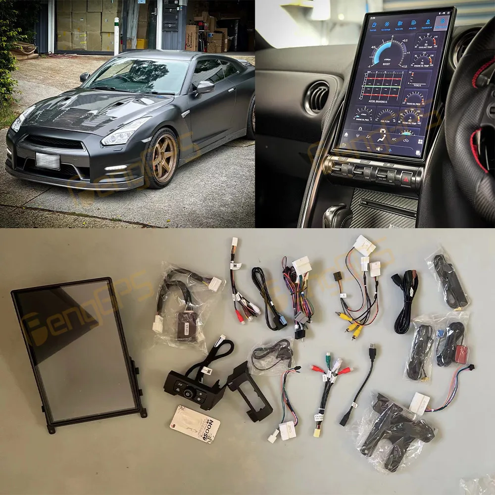 Фото 14,4-дюймовый автомобильный радиоприемник Android 13 CarPlay для Nissan GTR 2011-2016, мультимедийный плеер с сенсорным экраном, GPS-навигация, головное устройство DSP WIFI BT №4