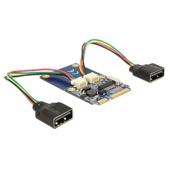 Фото Двойная адаптер USB 2.0 USB2.0 «мама» на Mini pcie pci-express PCI-E pci Express для USB-флеш-диска и беспроводной карты Wi-Fi №2