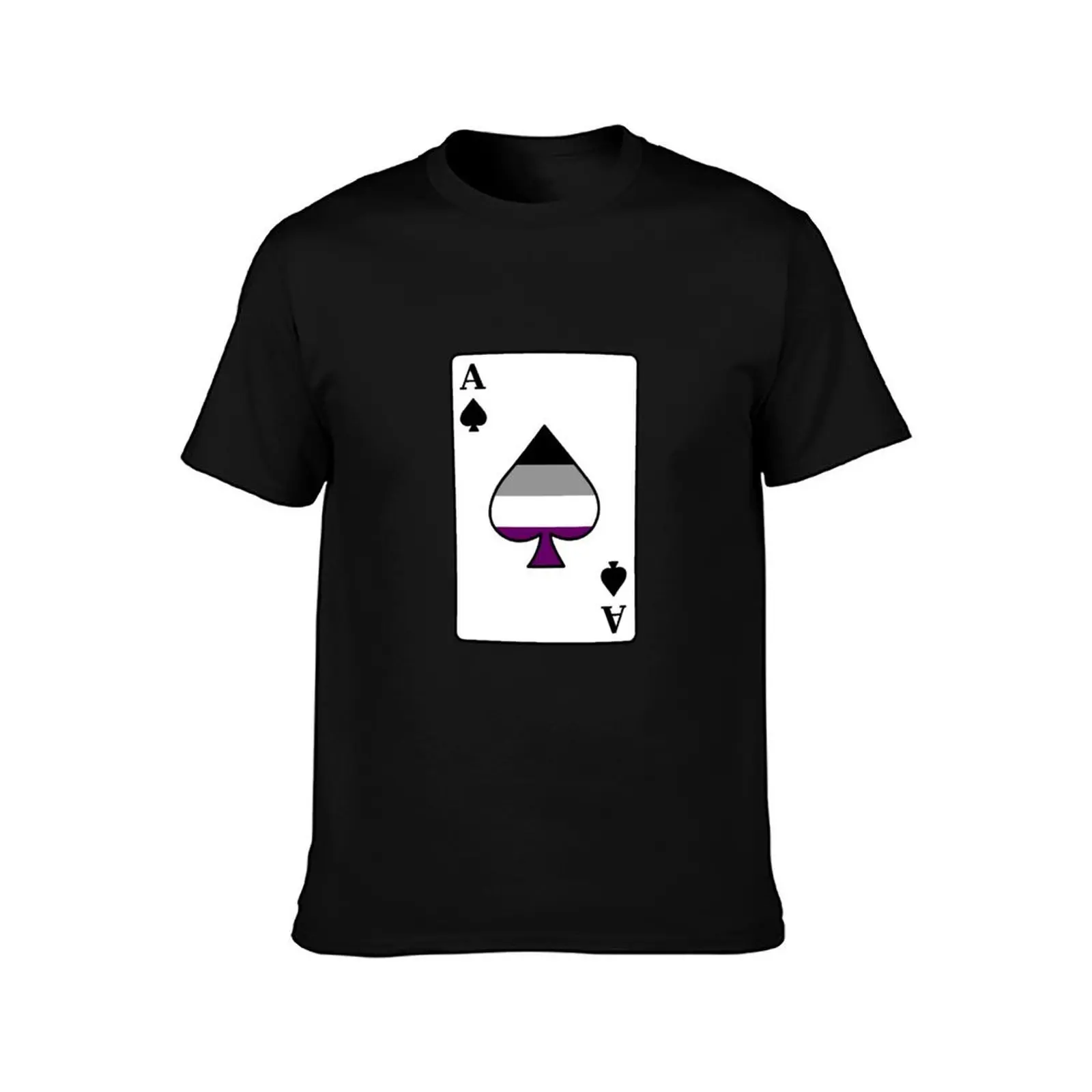 Фото Футболка Asexual Pride Ace of Spades Card, хлопковые футболки с рисунком, быстросохнущие мужские белые футболки №2