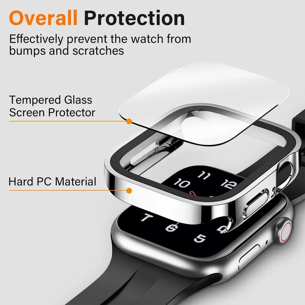 Фото Стекло + чехол для Apple Watch Ultra 2, 49 мм, чехол iWatch, аксессуар, защитная пленка для экрана Apple watch series 7, 6, 5 SE, 45 мм, 41 мм, 44 мм, 40 мм №4