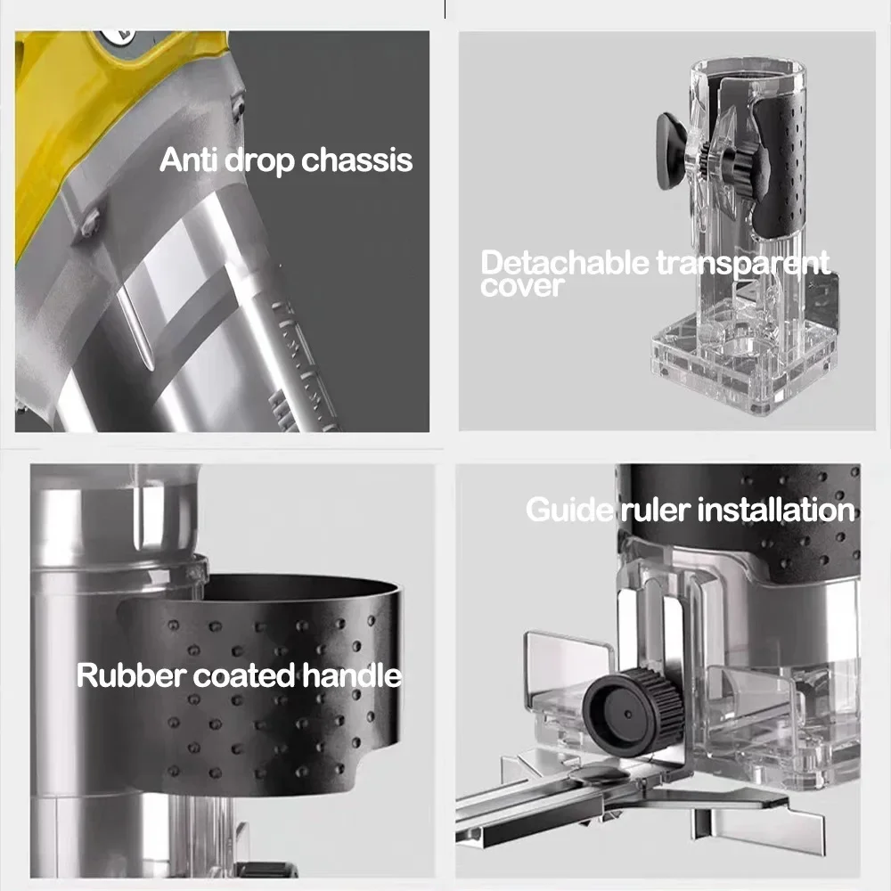 Фото Brushless Electric Trimmer Woodworking Trimming Machine Wood Router Milling Engraving Slotting Machine Fit Dewalt 18V Battery №4