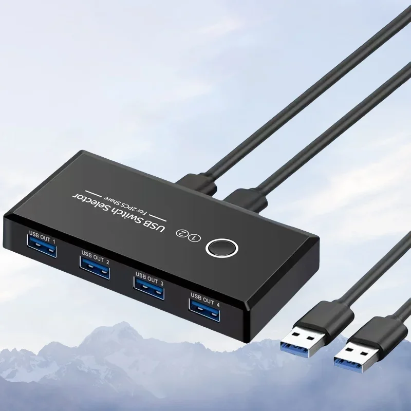 USB-адаптер KVM-переключателя USB 3.0, 2 входа, 4 выхода, USB-переключатель, KVM-переключатель, Sharer принтера для клавиатуры компьютера