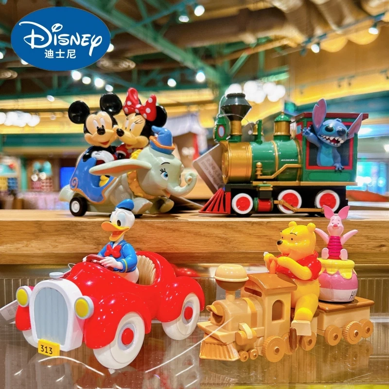 Оригинальный гоночный игрушечный автомобиль Disney, Микки, Минни, Дамбо, Ститч, аниме фигурки, милые куклы-головоломки, Рождественский подарок