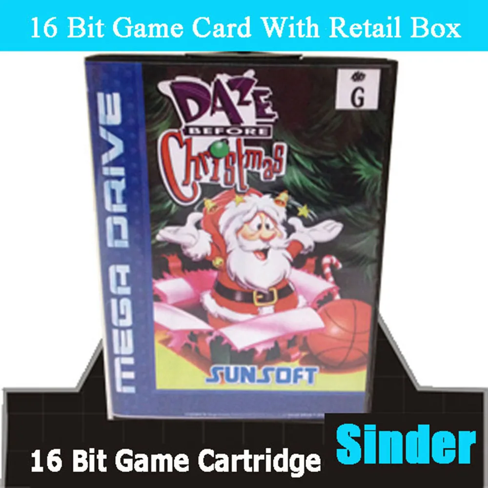 Daze Before Christmas с EUR Box для 16-битного игрового картриджа Sega MD с системой Megadrive Genesis
