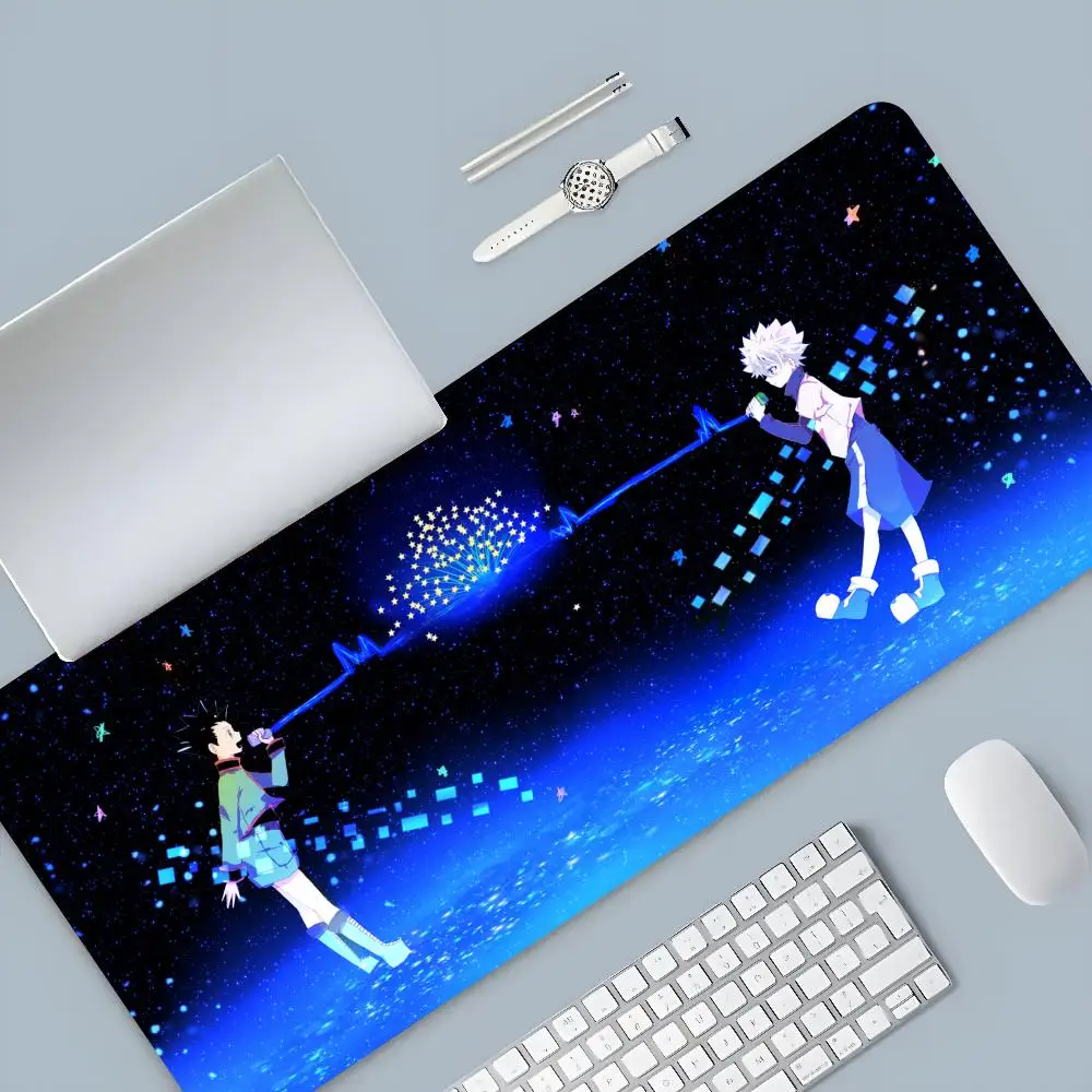 Фото Коврик для мыши в стиле аниме Hunter x Hunter Killua, большой игровой коврик с мультяшным рисунком, компьютерный игровой коврик для клавиатуры, Настольный Коврик Для Мыши для ПК №2