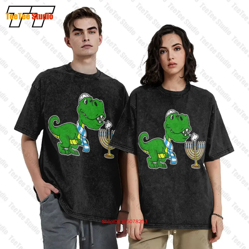 Фото Винтажная футболка большого размера Trex Dinosaur Menora Happy Hanukah 28RC №2