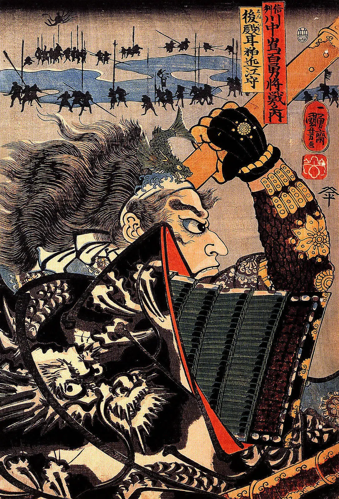 Японский самурайский воин деревянный блок Utagawa Kuniyoshi художественная пленка Шелковый постер домашний декор для стен