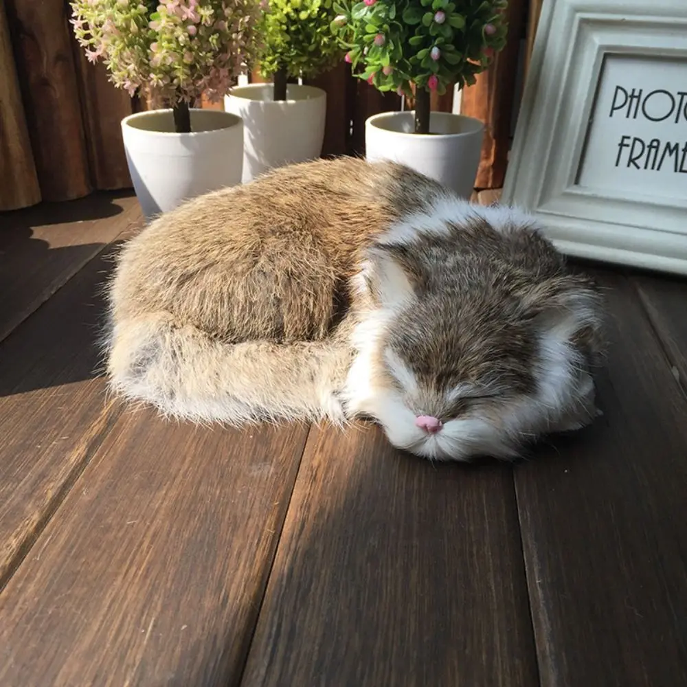 Мягкая модель котенка, реалистичная имитация кошки, мини-реалистичная плюшевая игрушка для кошек, миниатюры, креативные плюшевые спящие кошки для детей Мягкие игрушки