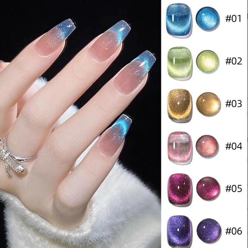 Фото XEIJAYI 9D Blue Cat Eye Магнитный гель-лак для ногтей Rainbow Soak Off Varnish Гель для ногтей Varnis Полуперманентный для сказочного декора ногтей №5