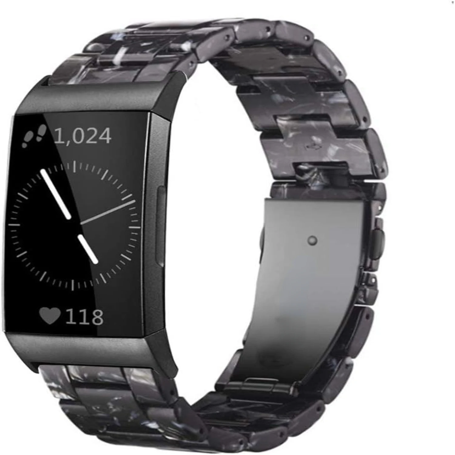 Современный, стильный и шикарный браслет из розового золота и смолы для Fitbit Charge 4/3/3 +-изящный с искусственными элементами-S