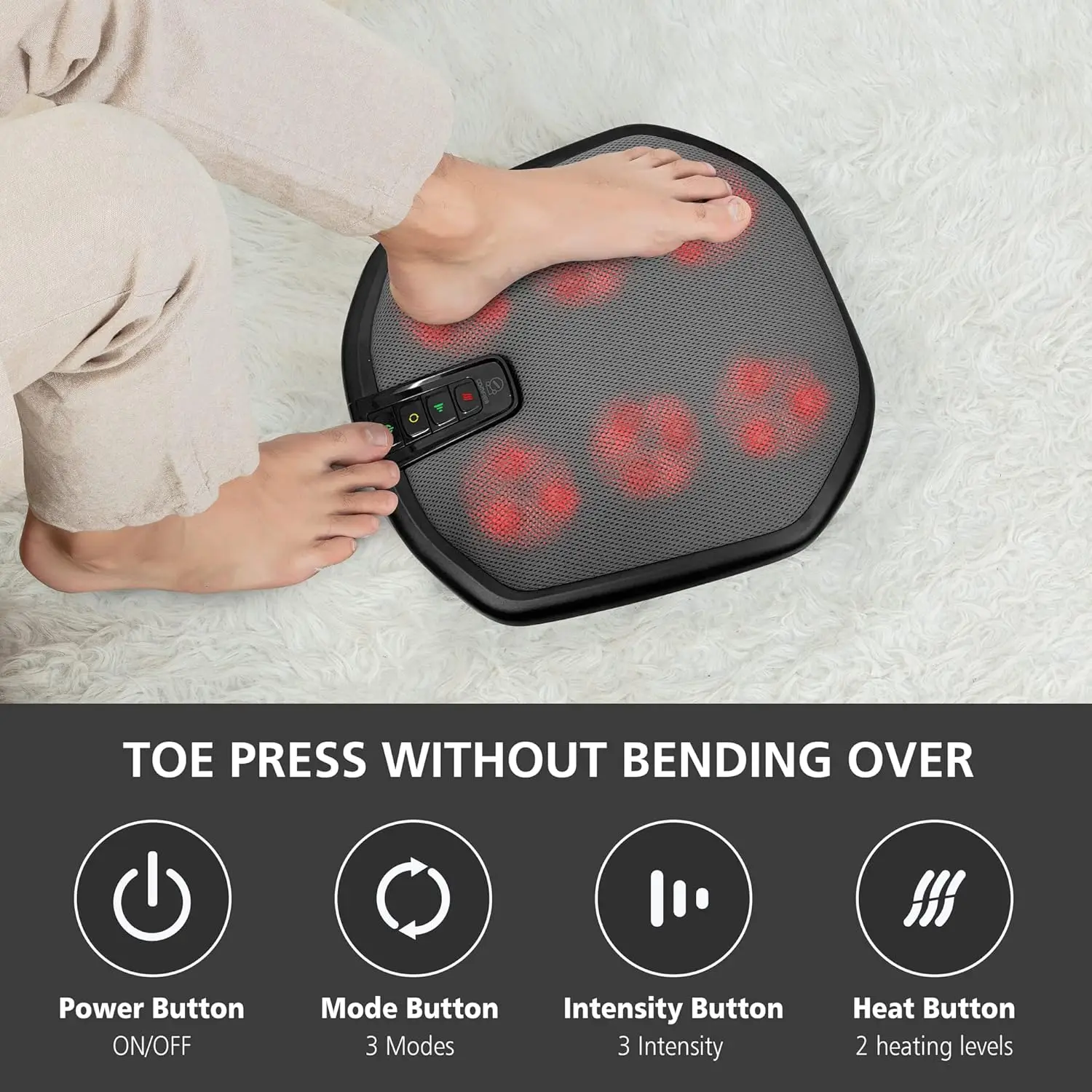COMFIER Массажер для ног шиацу с подогревом, электрический массажер для ног с подогревом, функция нагрева, массаж ног для невропатии (art.: 3920d24c0f5e0) - 3920d24c0f5e0