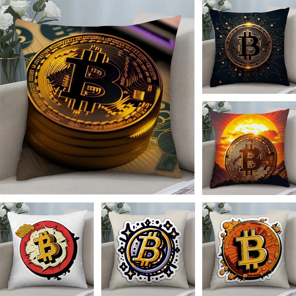 Биткойн Криптовалюта Btc Наволочка Короткие плюшевые наволочки Диван Декоративный подарок Домашняя наволочка с двусторонней печатью