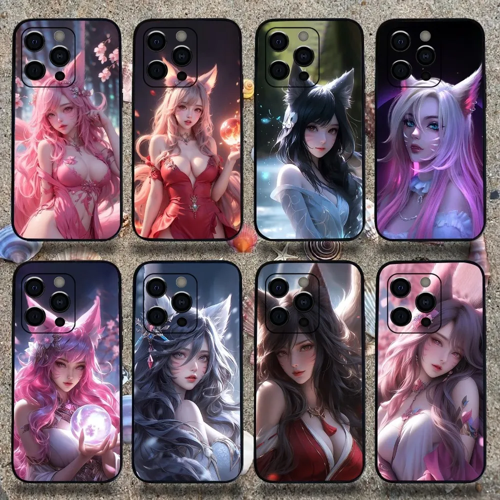 Чехол для телефона L-LOL KDA Ahri для Apple iPhone 15,14,13,12,11,Pro,X,XS,Max,XR,Plus, мини мягкий черный Чехол