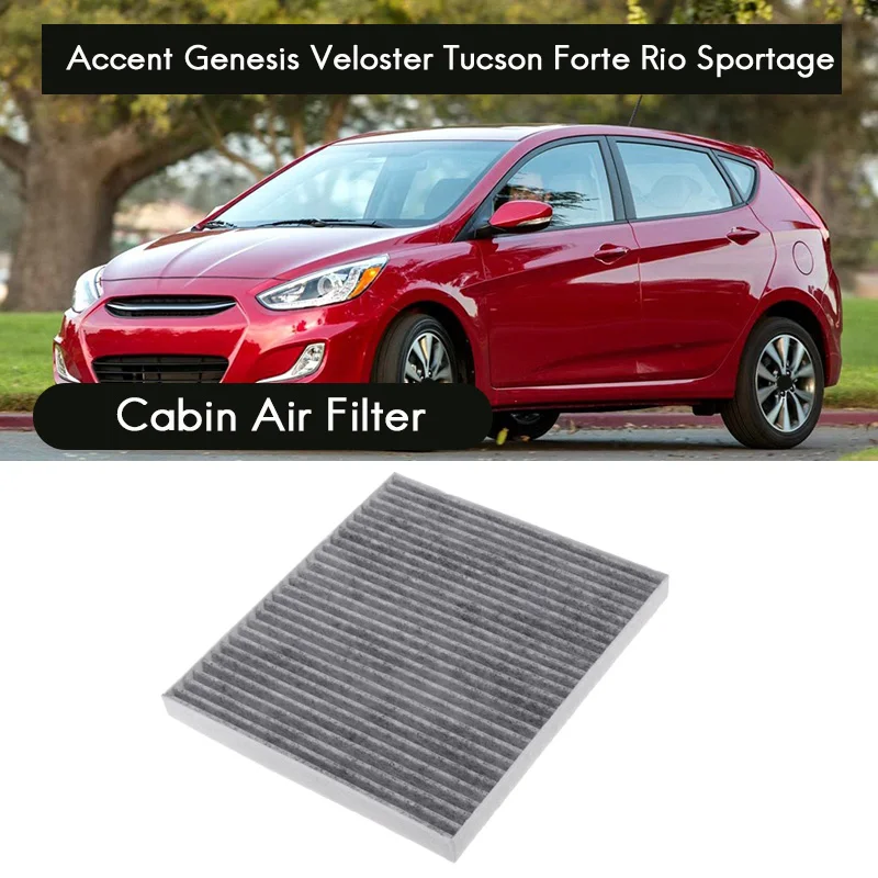Карбонизированный воздушный фильтр салона для Hyundai Accent Genesis Veloster Tucson Kia Forte Rio Sportage 97133-2E210 2005-2015