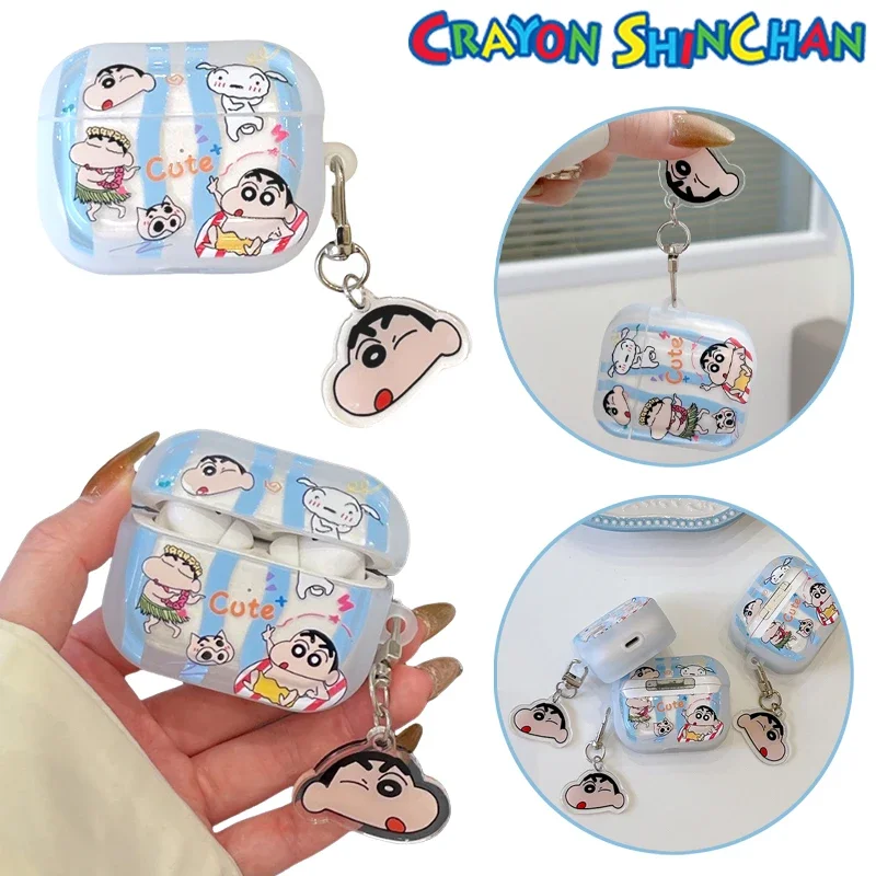 Чехол для наушников с рисунком Crayon Shin-chan для Airpods Pro 1, 2, 3, 4, силиконовый защитный чехол в стиле аниме для AirPods Pro 2, чехол для наушников