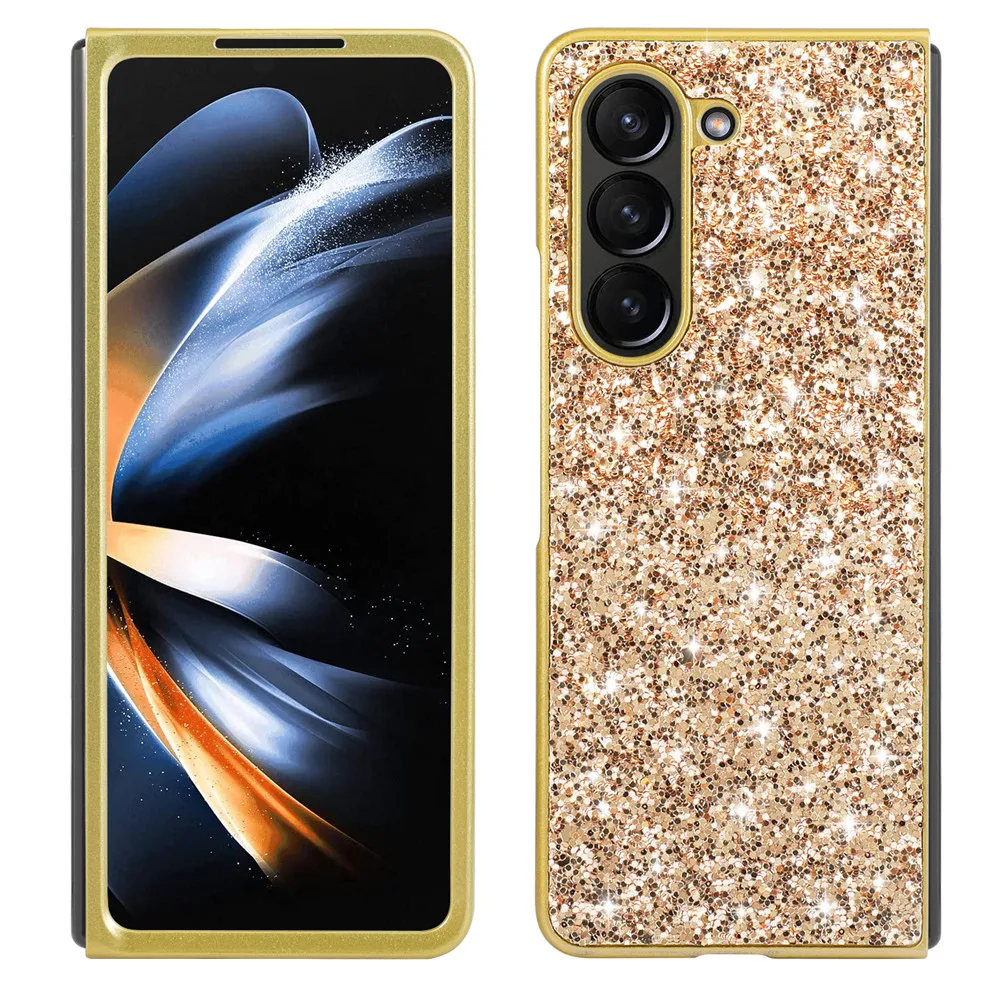 Блестящие Чехлы ZFold5 с блестками для телефонов Samsung Galaxy Z Fold 5, роскошный чехол с блестящими бриллиантами, Ультратонкий жесткий чехол