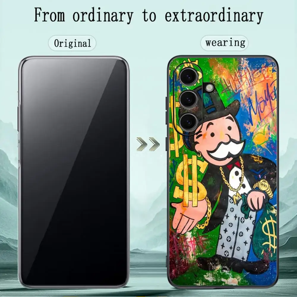 Фото Чехол для телефона Historietas Monopoly с мультяшным дизайном для Samsung Galaxy S25 S24 S23 S22 S21 S20 Plus Ultra Note20 Limited, мягкий черный №5