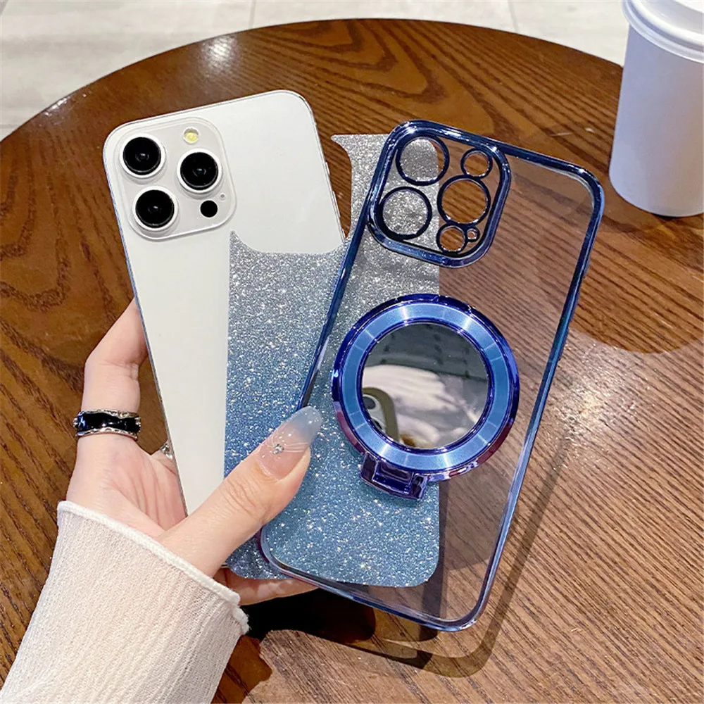 Фото Luksusowe, przezroczyste, błyszczące, lustrzane etui magnetyczne dla Xiaomi Redmi Note 13 Pro 5G 13 4G 13 ProPlus Miękka silikonowa osłona №3