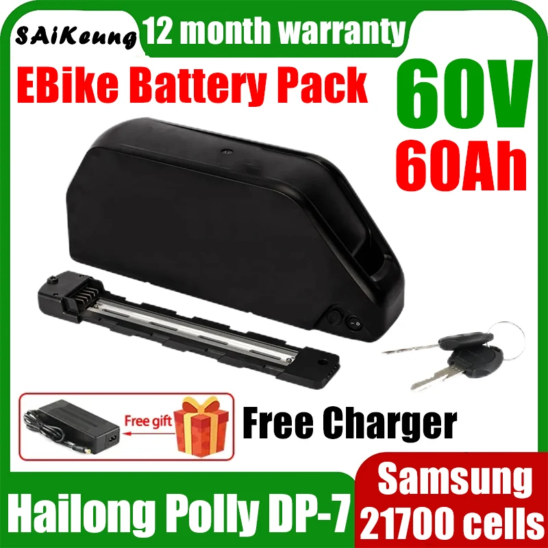 36 52 60 72 В Ebike Hailong Polly Dp7 Аккумулятор 48 В Bicicletta Elettrica Elektrische 48 В 20 25 30 40 45 50 60 Ач 21700 3000 Вт Аккумулятор