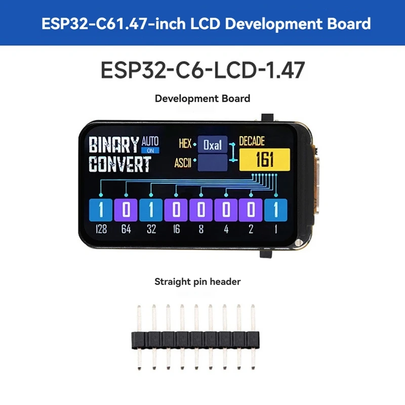 Фото ESP32-C6 Плата для разработки дисплея 1,47 дюйма1 поддерживает Wi-Fi 6 и BLE с цветным светодиодом RGB, ESP32 с дисплеем №4
