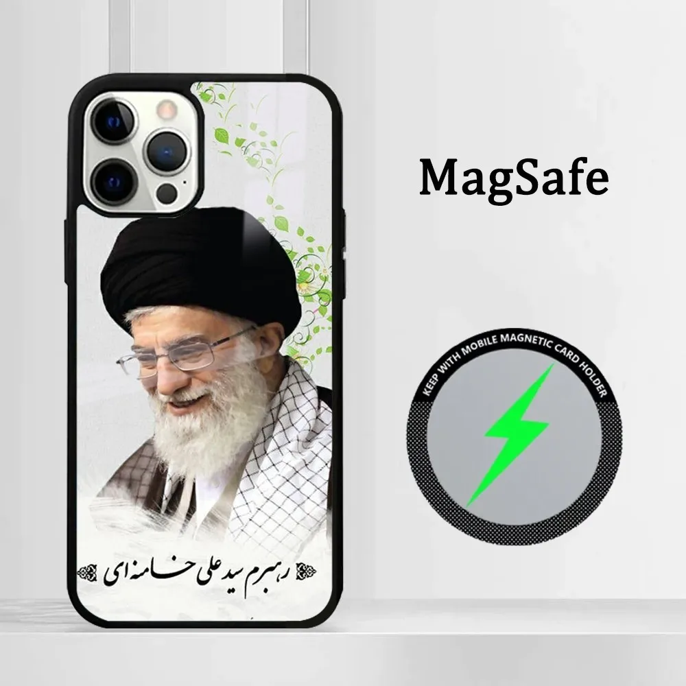 Фото Iran's Supreme Leader Ali Khamenei Phone Case For IPhone 16 15 14 13 12 11 Pro Max Plus Mini Magsafe Mirror Wireless Magnetic Co №3