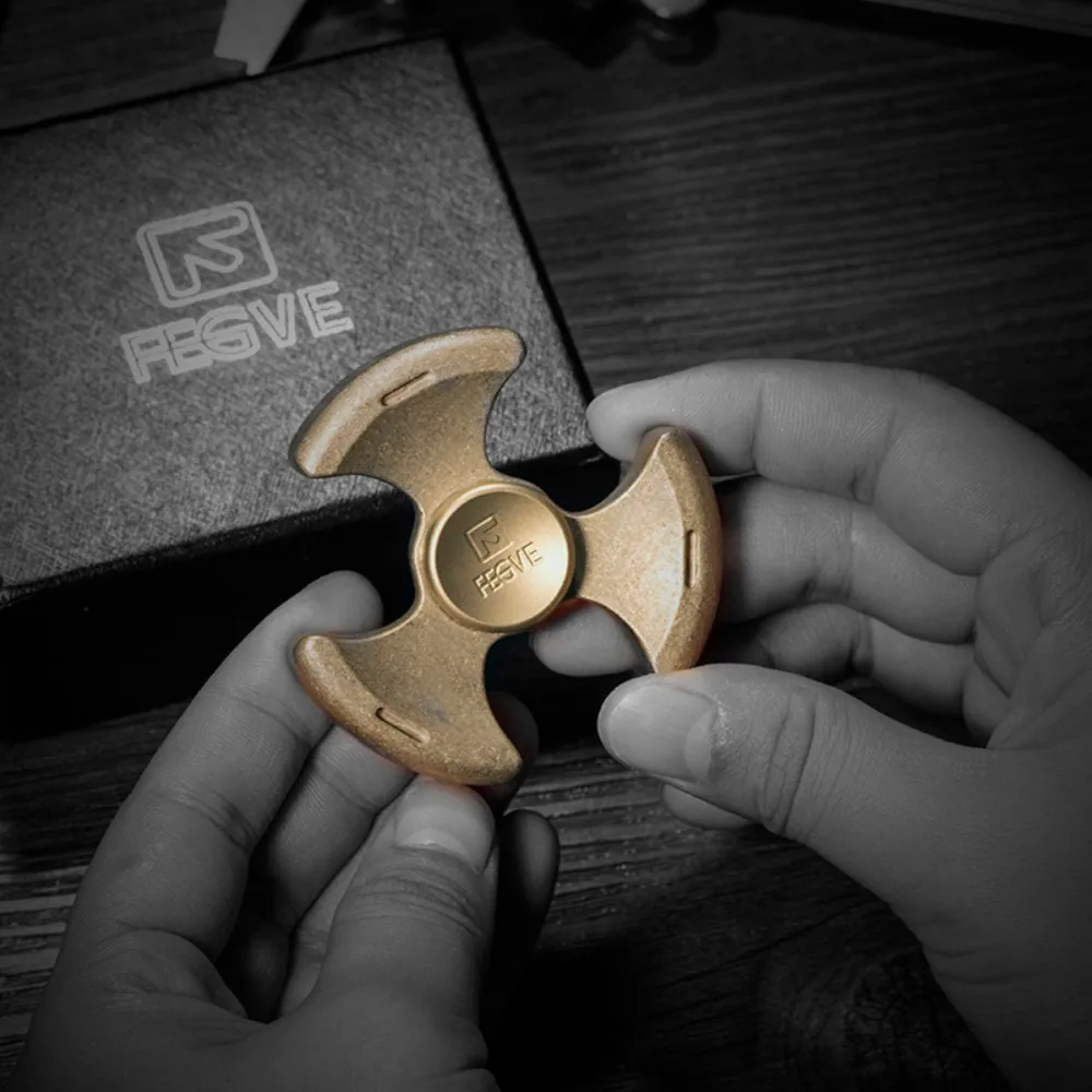 Фото FEGVE EDC Спиннер из латуни, трехлистный Спиннер, игрушки для взрослых, оригинальный дизайн, гаджеты для облегчения тревоги №3