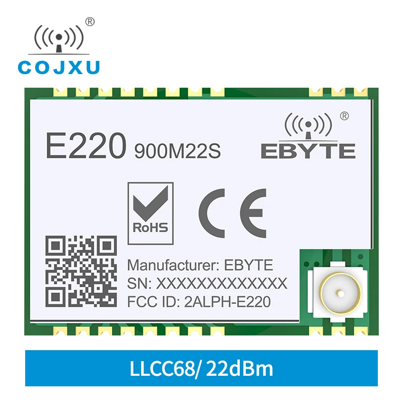Беспроводной модуль LoRa с расширенным спектром LLCC68, 868 МГц, 915 МГц, 22 дБм, дальний диапазон, 6 км, антенна с отверстием для штампа, cojxu E220-900M22S
