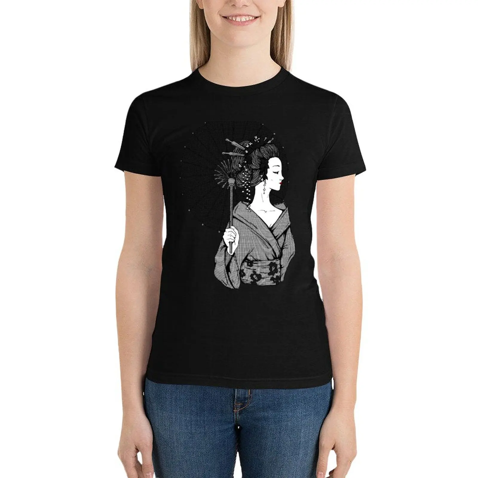 Футболка Vecta Geisha, корейская мода, винтажная одежда, футболки для женщин, графические футболки