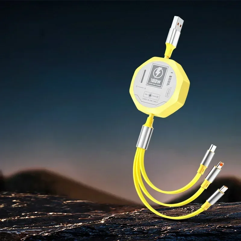 Выдвижной USB-кабель 100 Вт 3 в 1 для быстрой зарядки и передачи данных Micro Usb Type C для iPhone 15 14 13 Pro Max Android Телефонный кабель Usb b (art.: 3920ccbc6c17f) - 3920ccbc6c17f
