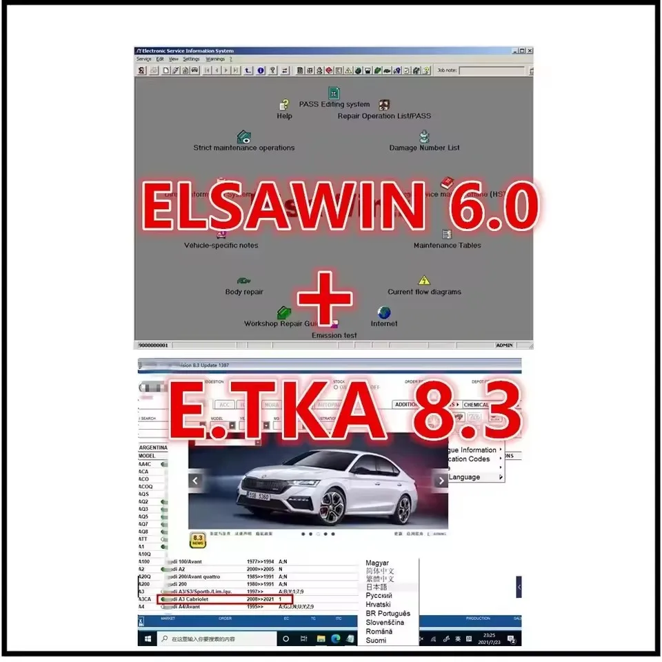 2025 Новейший каталог электронных запчастей Elsawin 6.0 E T/ K 8 .3 Elsa win 6.0 для V-W для A-udi, программное обеспечение для авторемонта в жестком диапазоне 250 ГБ