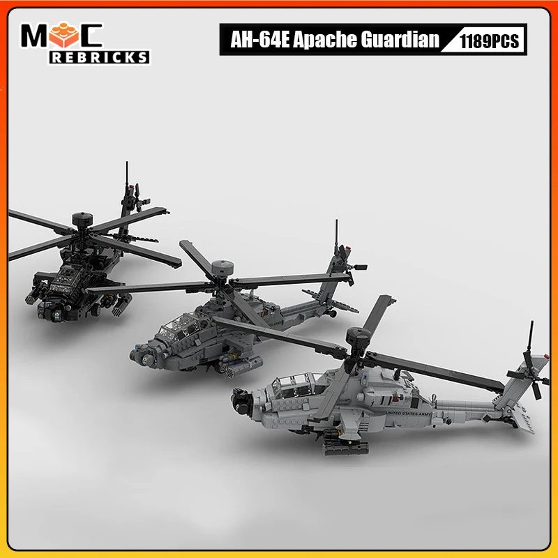 MOC военная серия строительные блоки AH-64E Apache Guardian атака модель вертолета DIY технология кирпичи игрушка праздничные подарки