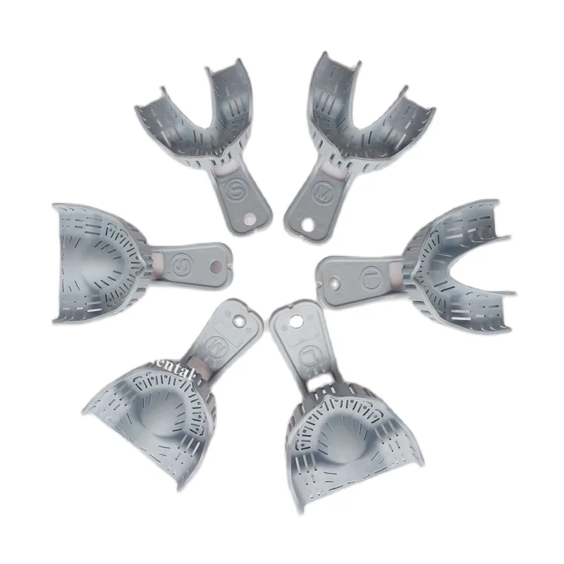 10Pair Dental Distal Extension Absence Denture Trays Edentulous Impression Tray Grey Large/Medium/Small Стоматологические материалы