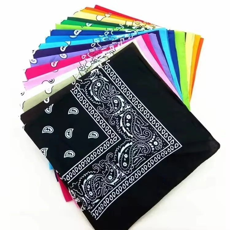 Бандана Algodão в стиле хип-хоп Para Homens Mulheres Lenço Quadrado Paisley Preto Vermelho Bandana Impressa Meninos Meninas 54см X 54см