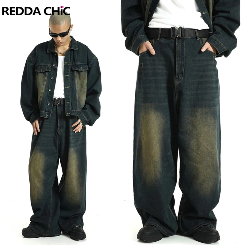Джинсы REDDACHiC мужские мешковатые, винтажные широкие брюки в стиле 90-х, стирка, зеленые, в стиле хип-хоп, повседневная одежда для работы, большие размеры, Y2k